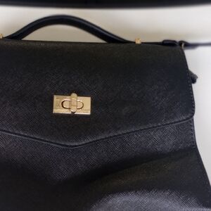 Elegant Black Satchel with Gold Hardware